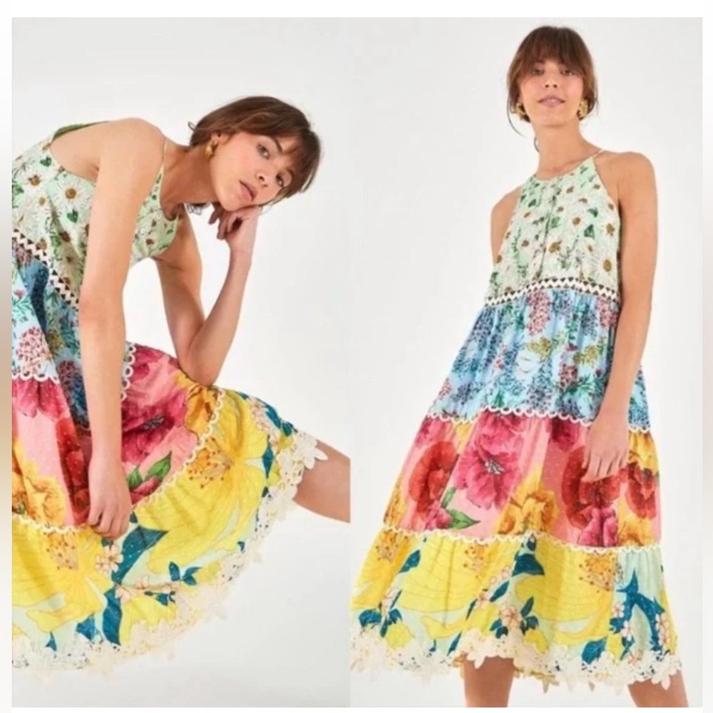 Farm Rio mixed floral midi dress